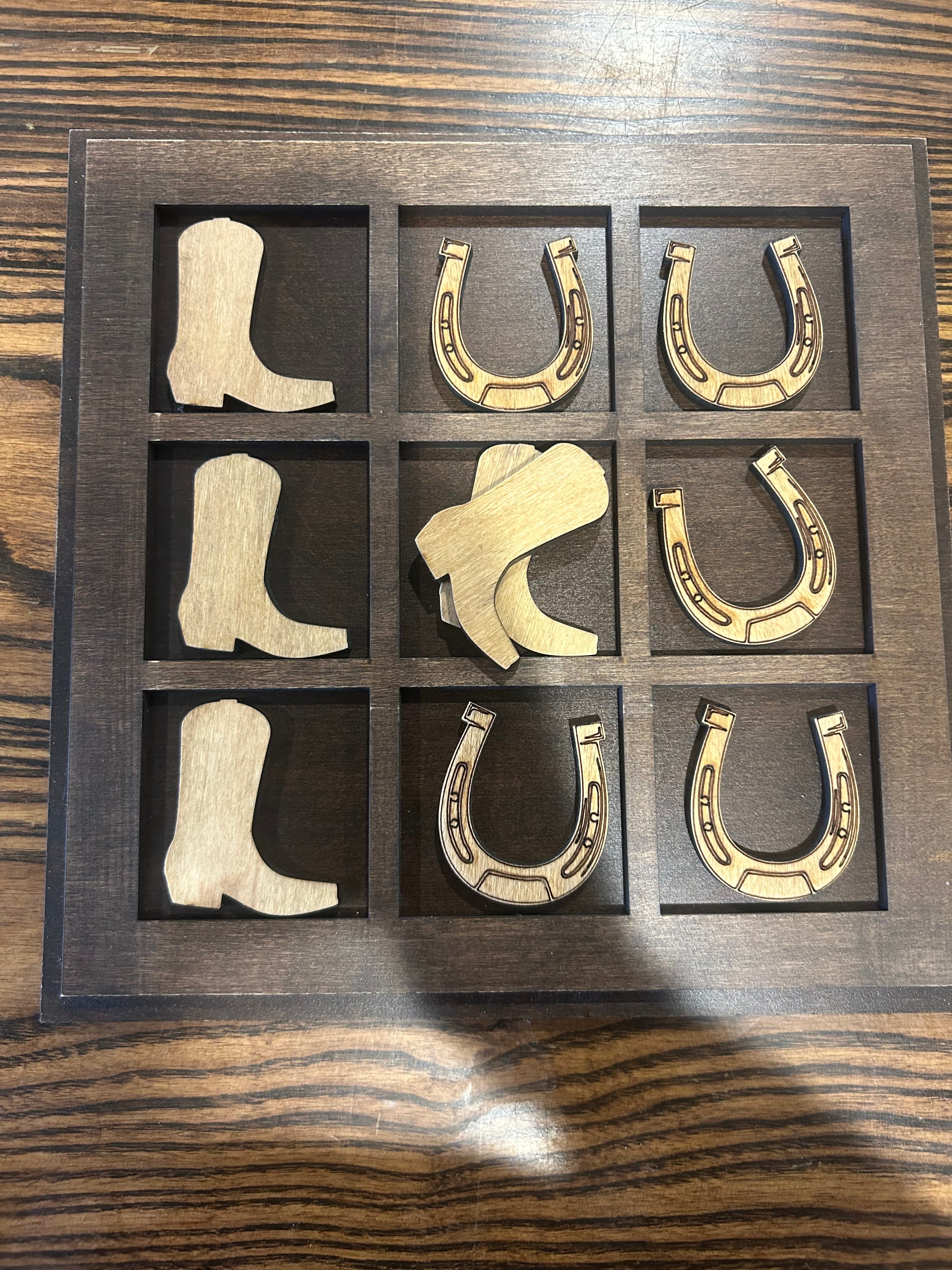 Walnut Stained Tic Tac Toe Board