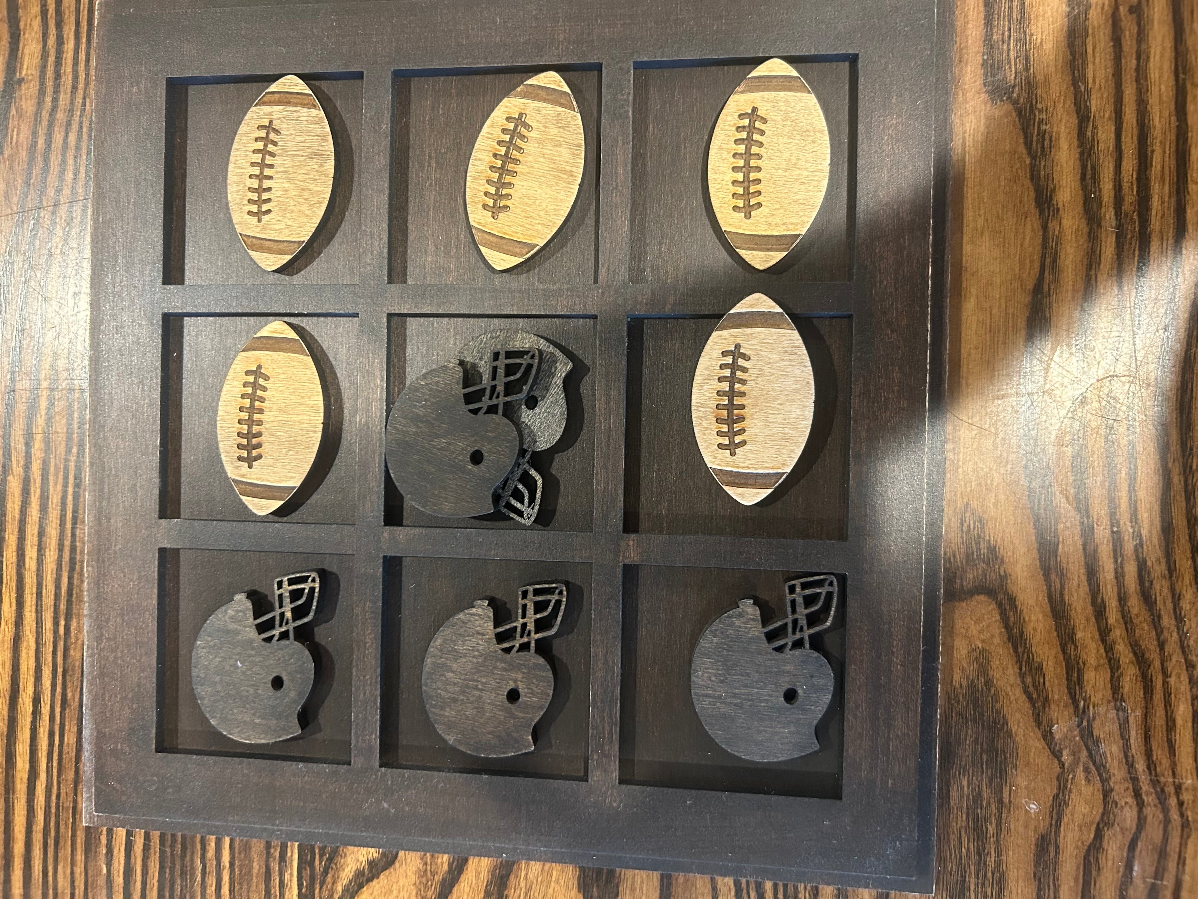 Walnut Stained Tic Tac Toe Board