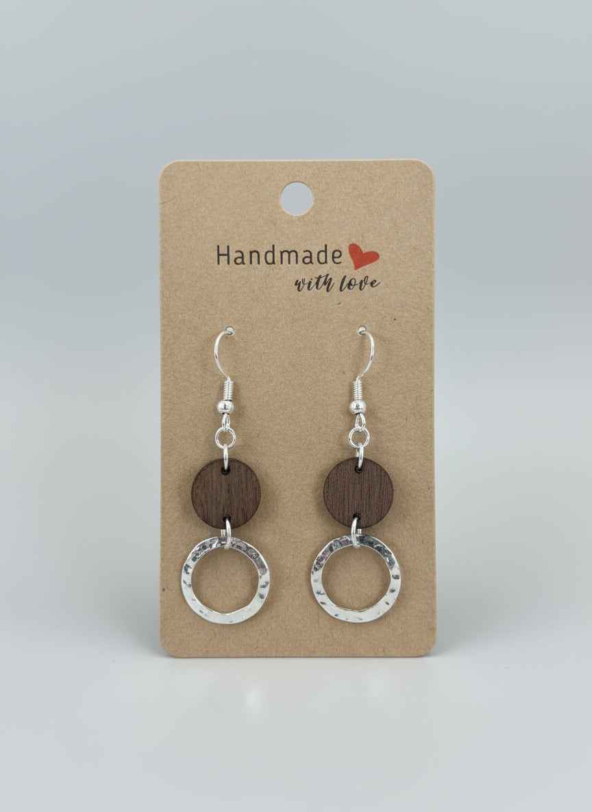 Lightweight Walnut & Silver Earrings