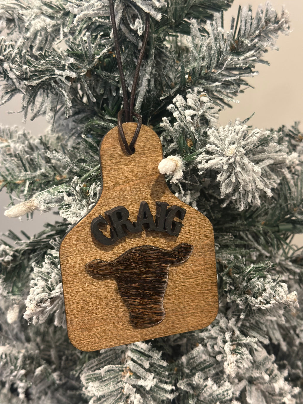 Personalized Cowhide Western Ornament