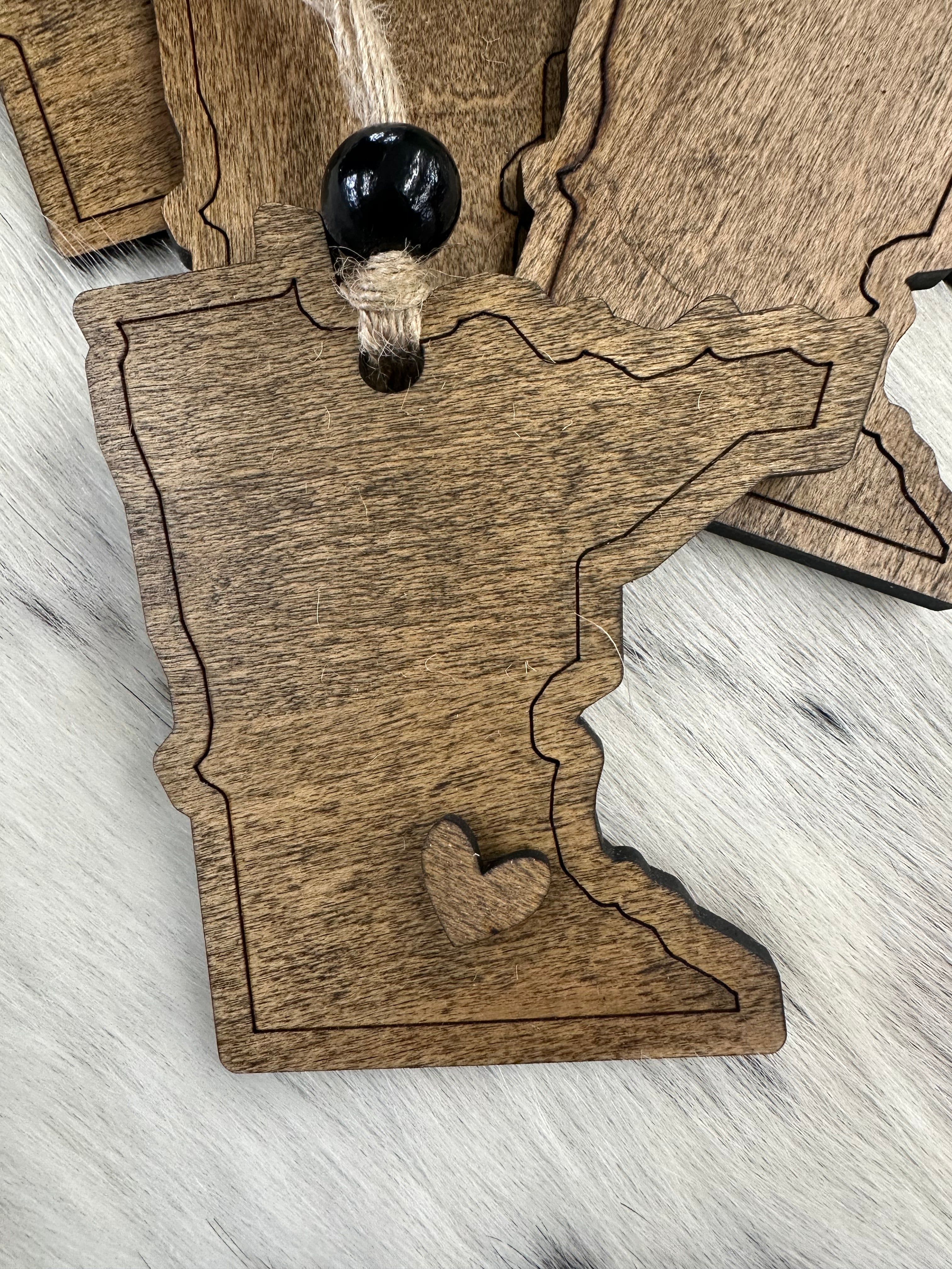 Minnesota Ornament with Heart