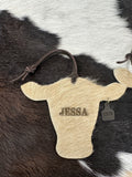 Cowhide Engraved Cow Ornament 2025 - Western Ranch Christmas Decor - Cattle Tag Gift - Rustic Farmhouse Holiday Keepsake
