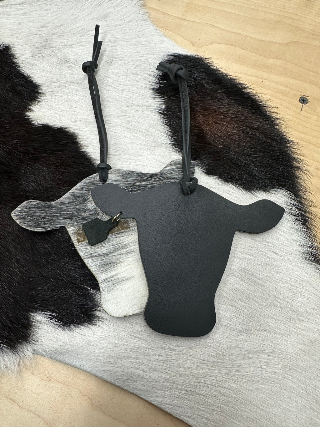 Cowhide Engraved Cow Ornament 2025 - Western Ranch Christmas Decor - Cattle Tag Gift - Rustic Farmhouse Holiday Keepsake