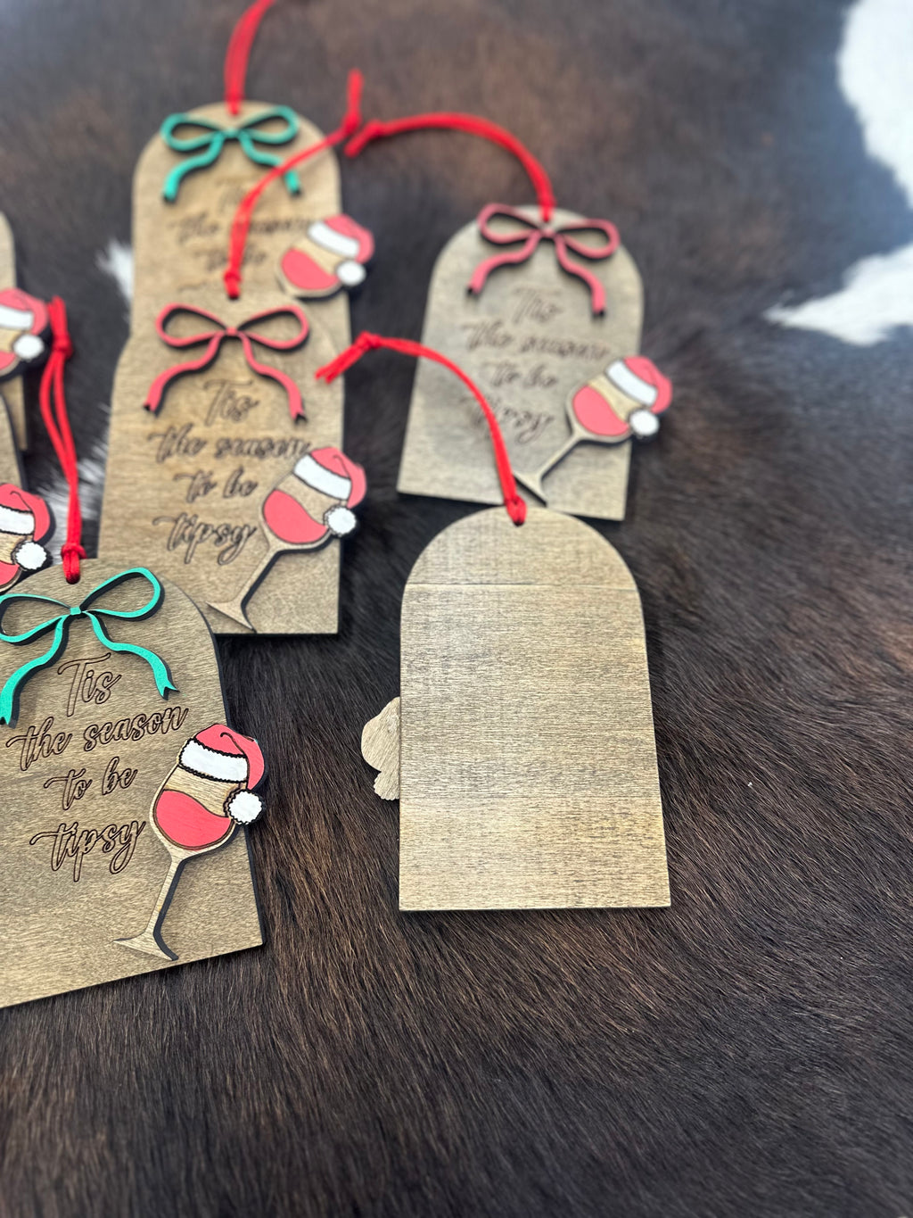 Tis the Season to be Tipsy Wine Ornament - Funny Christmas Gift for Wine Lovers - Layered Wood Decor - Hostess Gift Idea