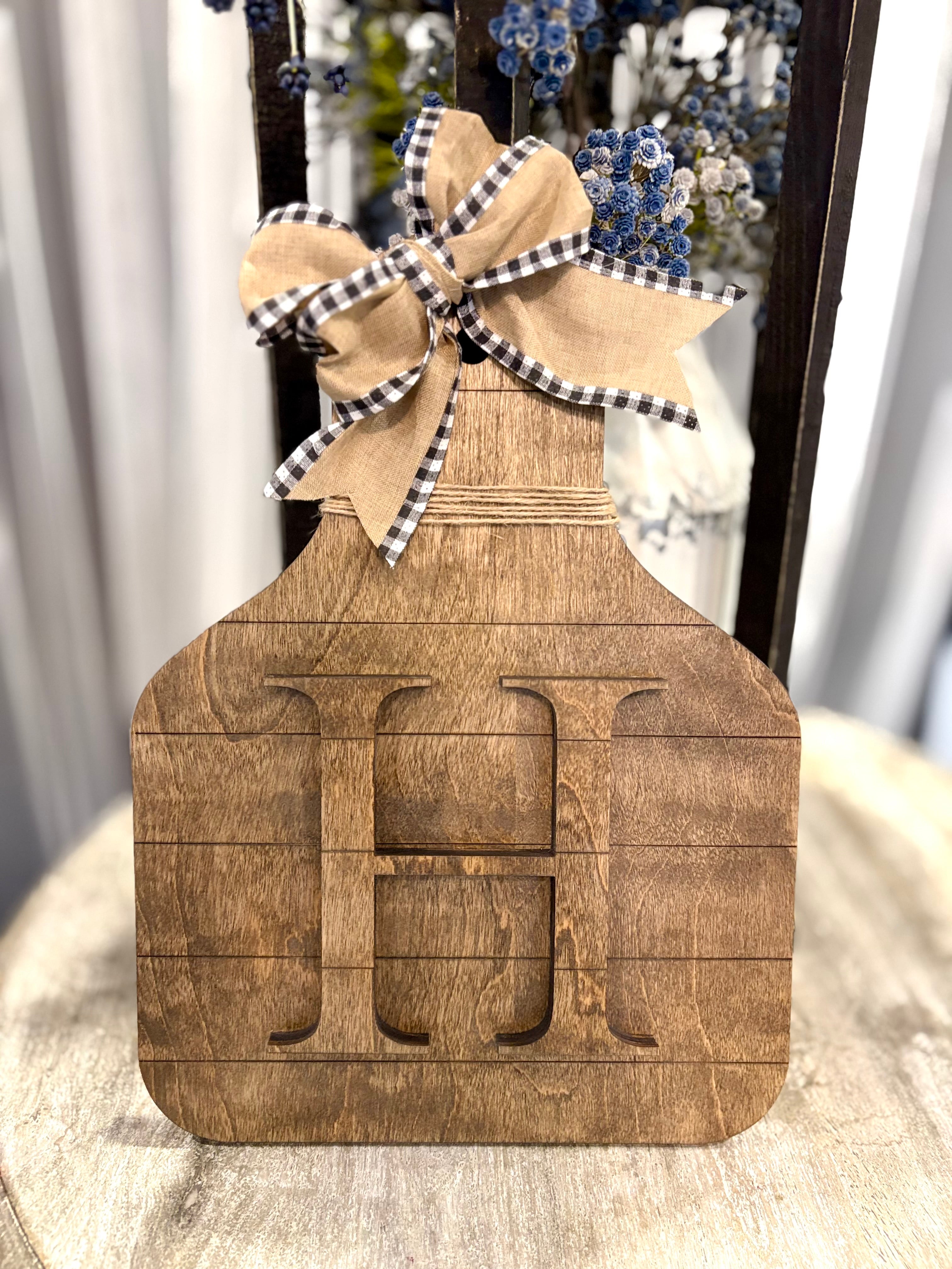 Rustic Cattle Tag Countertop Decoration - Personalized Letter