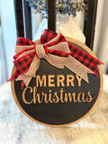 Rustic Merry Christmas Round Sign Perfect for Farmhouse Holiday Decor, Wall Art and Festive Mantel Display Pieces