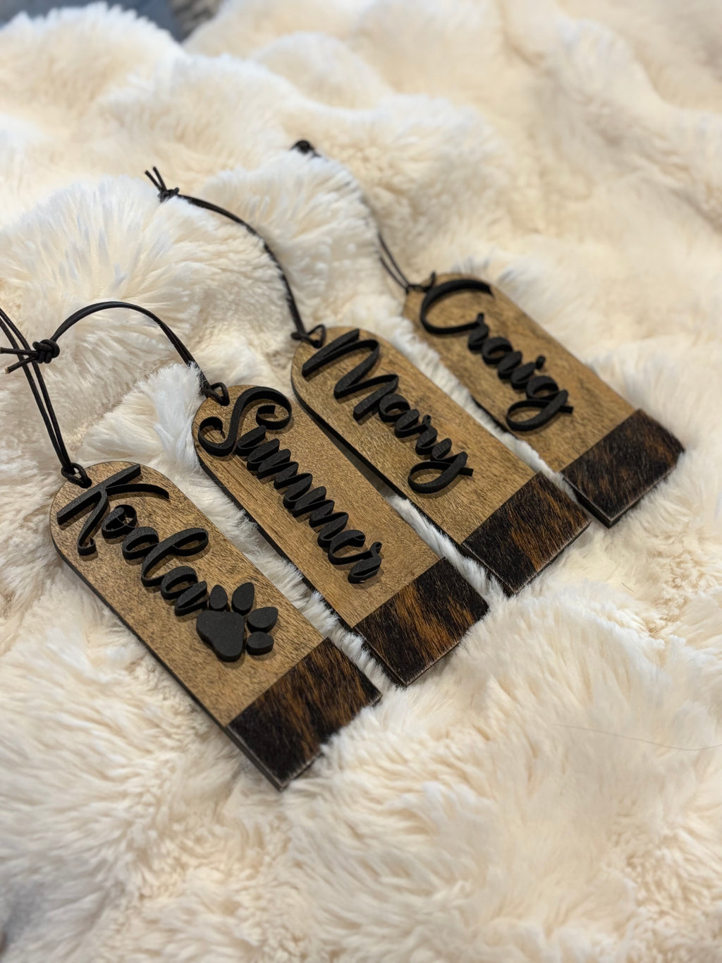 Stocking Tags with Cowhide