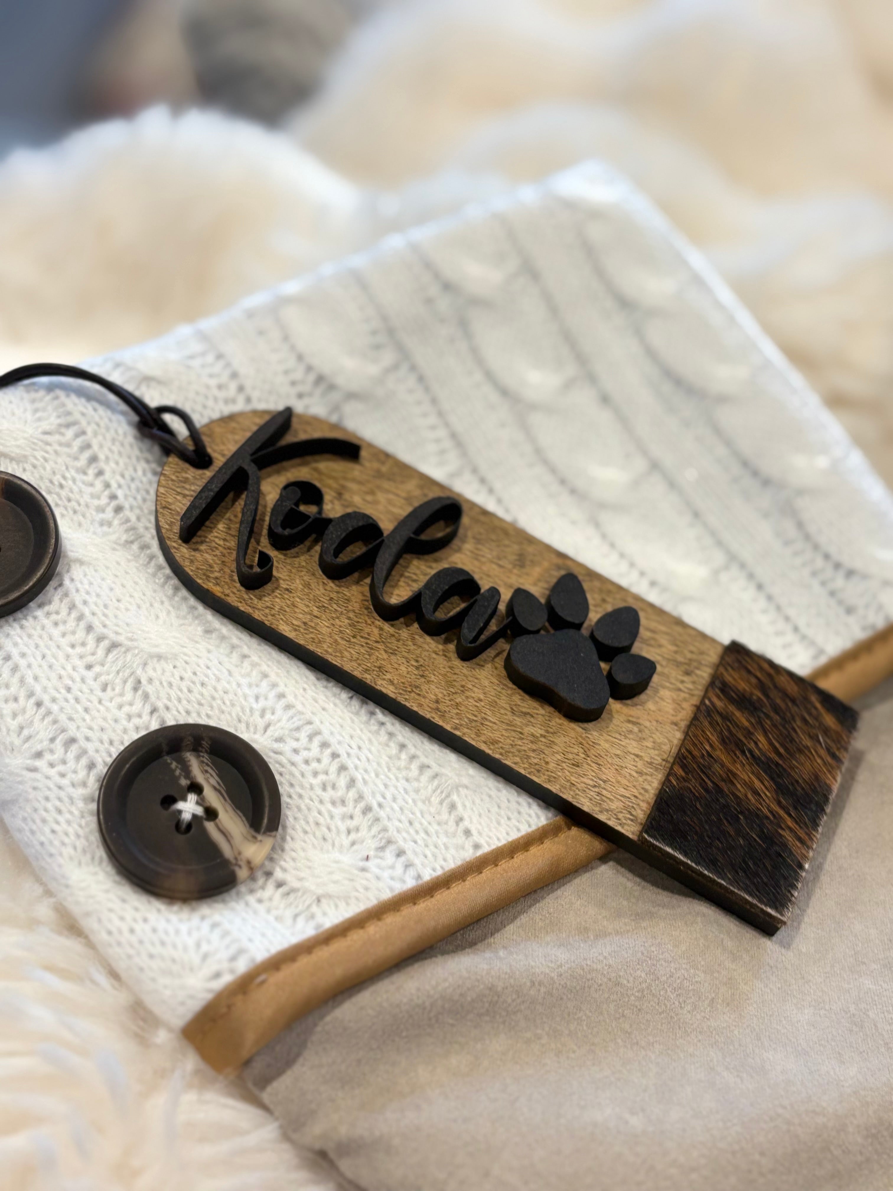 Stocking Tags with Cowhide