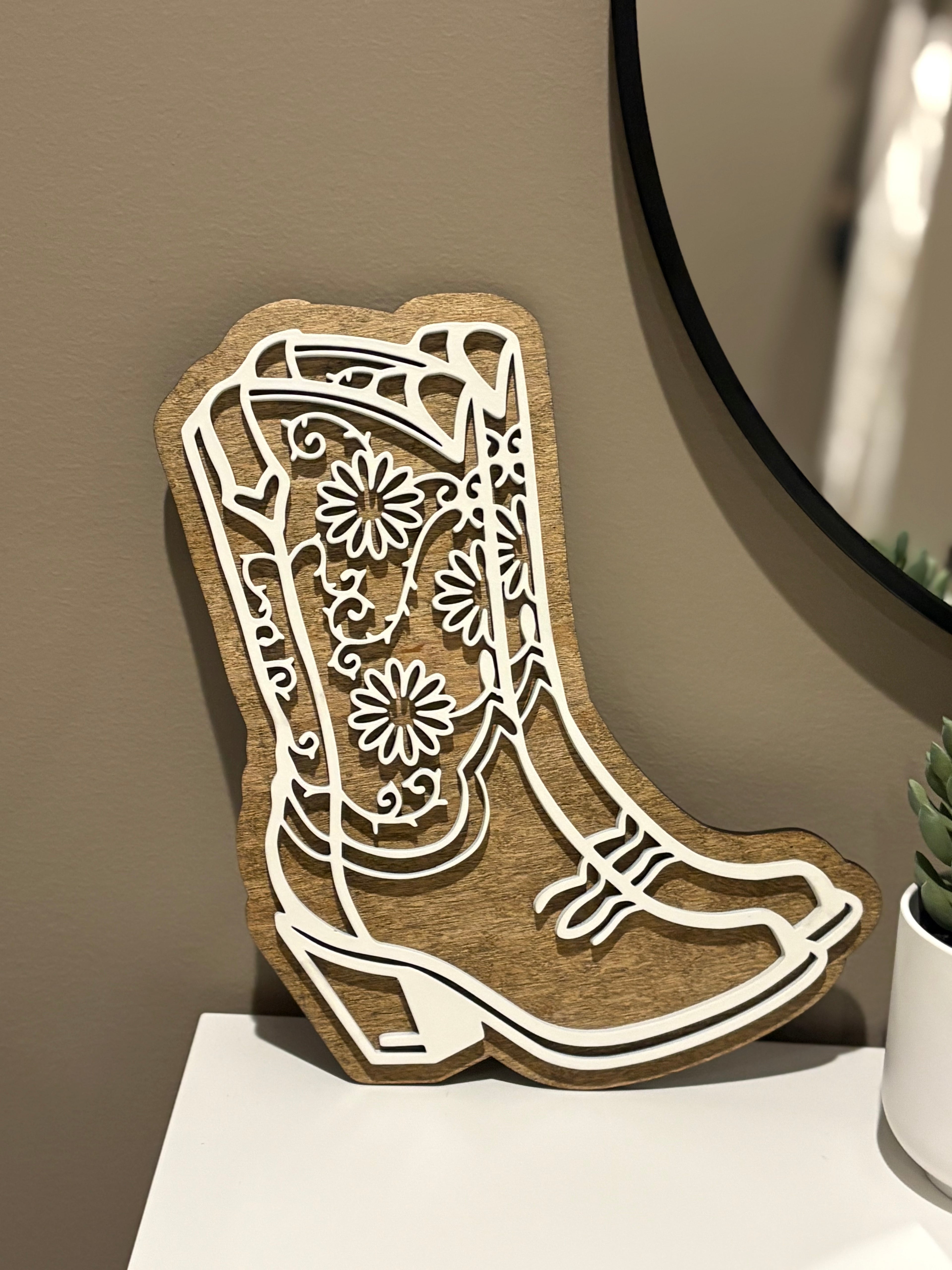 Flower Cowgirl Boot Decor