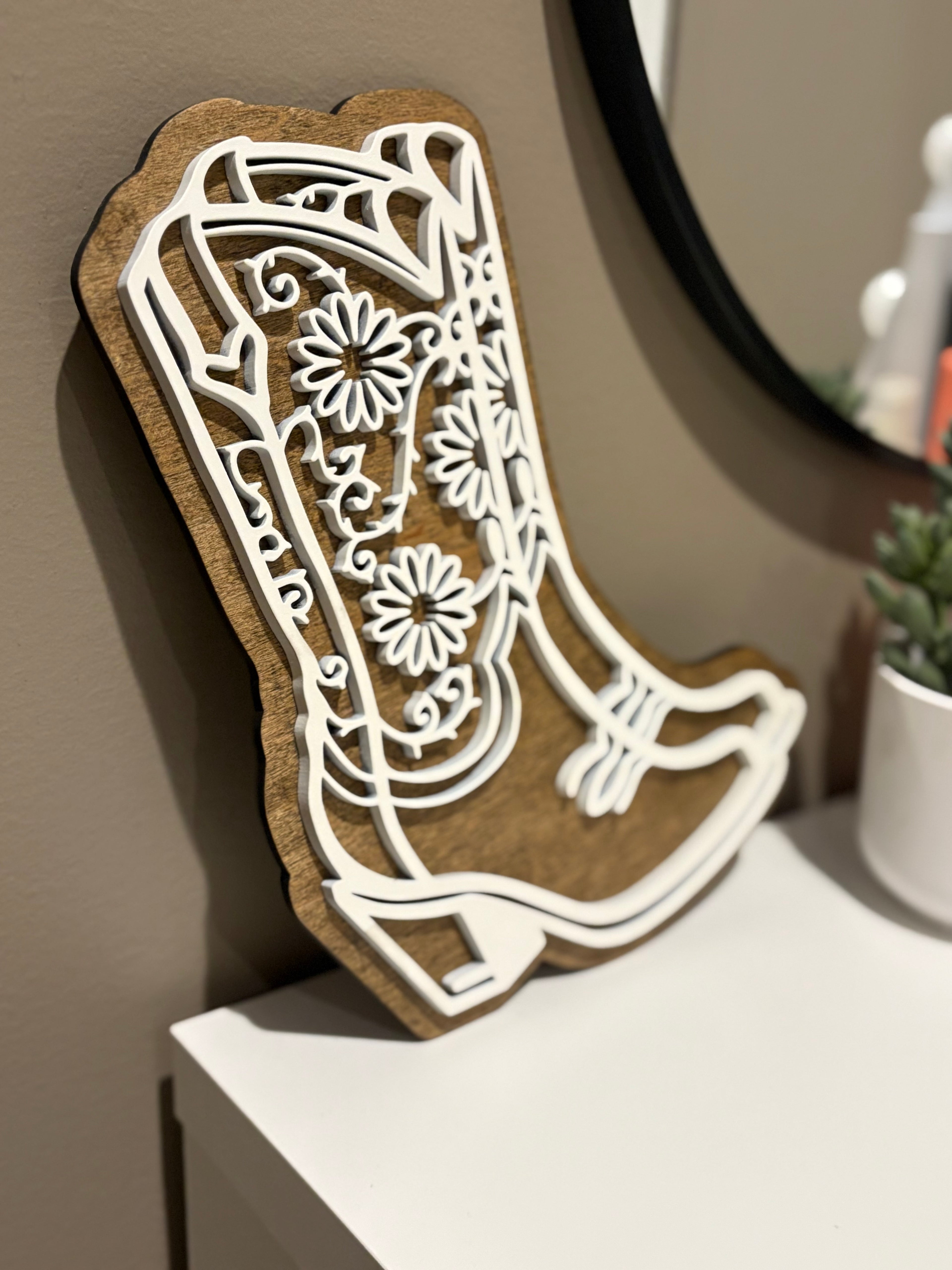 Flower Cowgirl Boot Decor