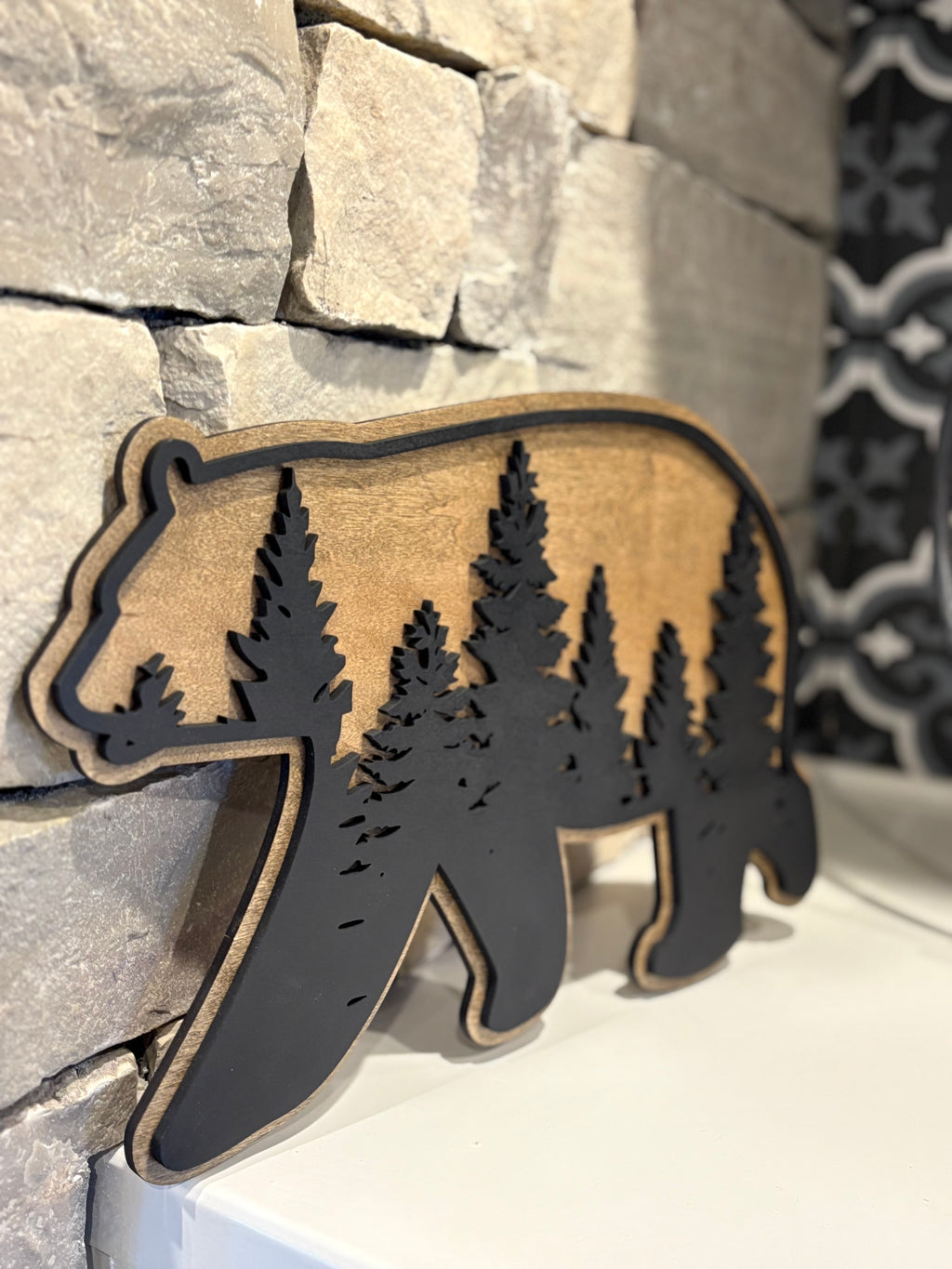 Rustic Bear Decor - Handcrafted Cabin & Hunting Lodge Wall Art - Perfect Gift for Dad, Grandpa & Outdoorsmen - Wilderness Charm