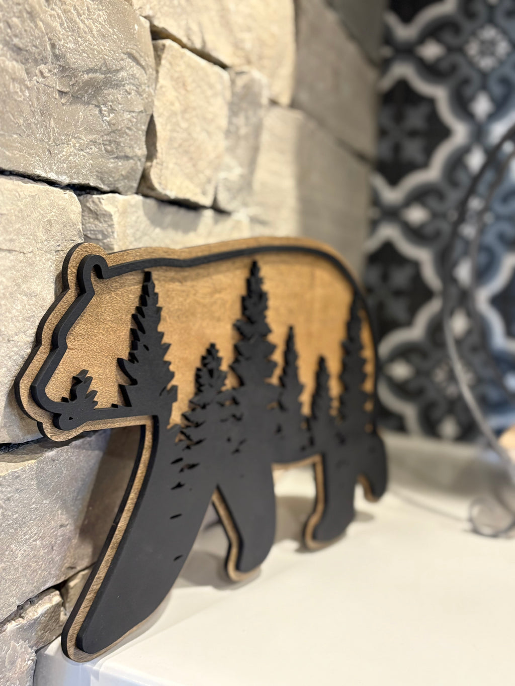 Rustic Bear Decor - Handcrafted Cabin & Hunting Lodge Wall Art - Perfect Gift for Dad, Grandpa & Outdoorsmen - Wilderness Charm