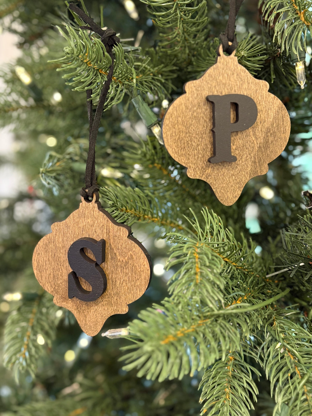 Personalized Letter Ornaments - Boho Western Layered Wood Christmas Decor - Custom Initial Gift - Handcrafted Keepsake