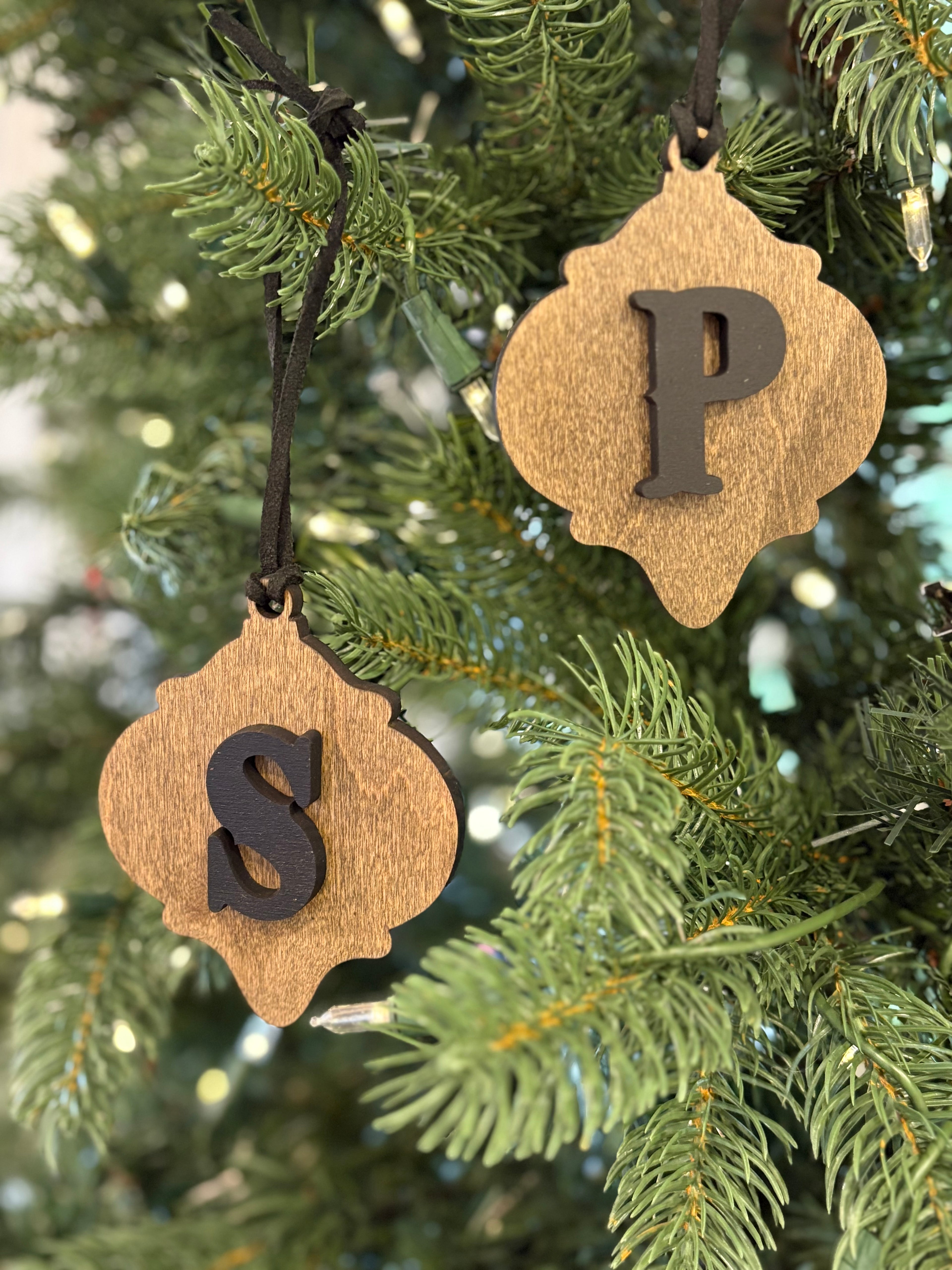 Personalized Letter Ornaments - Boho Western Layered Wood Christmas Decor - Custom Initial Gift - Handcrafted Keepsake