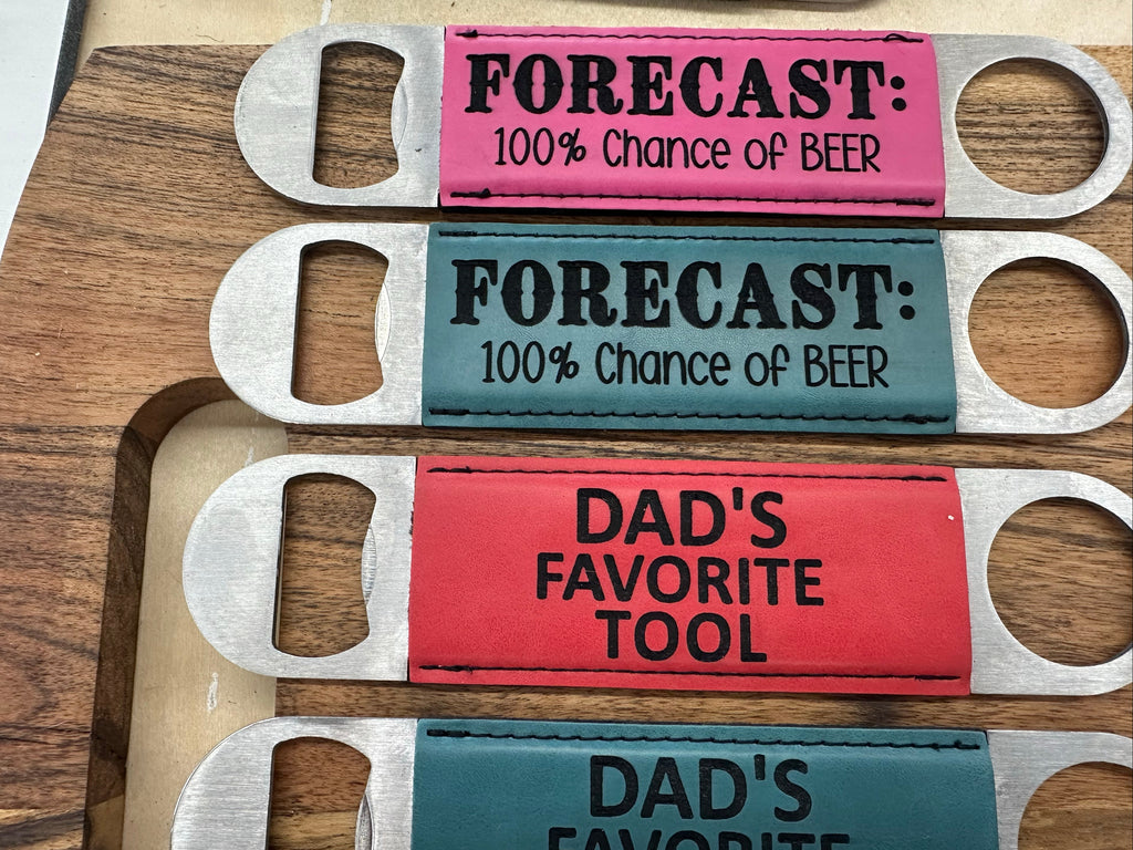 Custom Engraved Leather Bottle Opener - Personalized Handcrafted Barware Gift - Laser Engraved in USA - Groomsmen Gift Idea