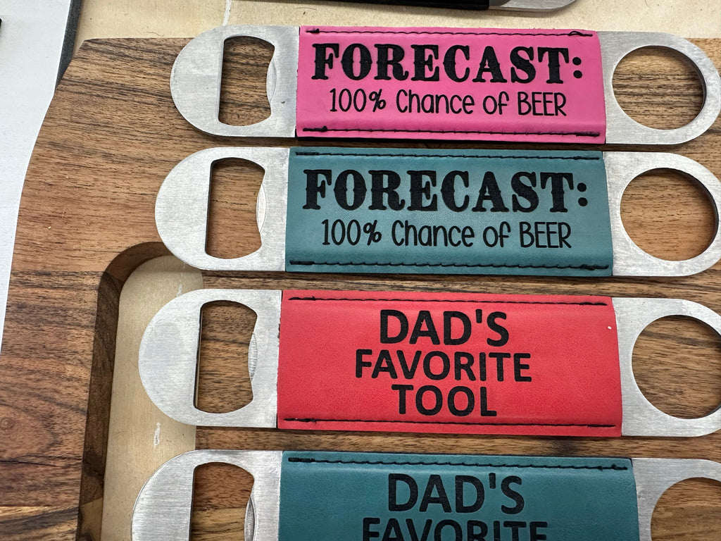 Custom Engraved Leather Bottle Opener - Personalized Handcrafted Barware Gift - Laser Engraved in USA - Groomsmen Gift Idea