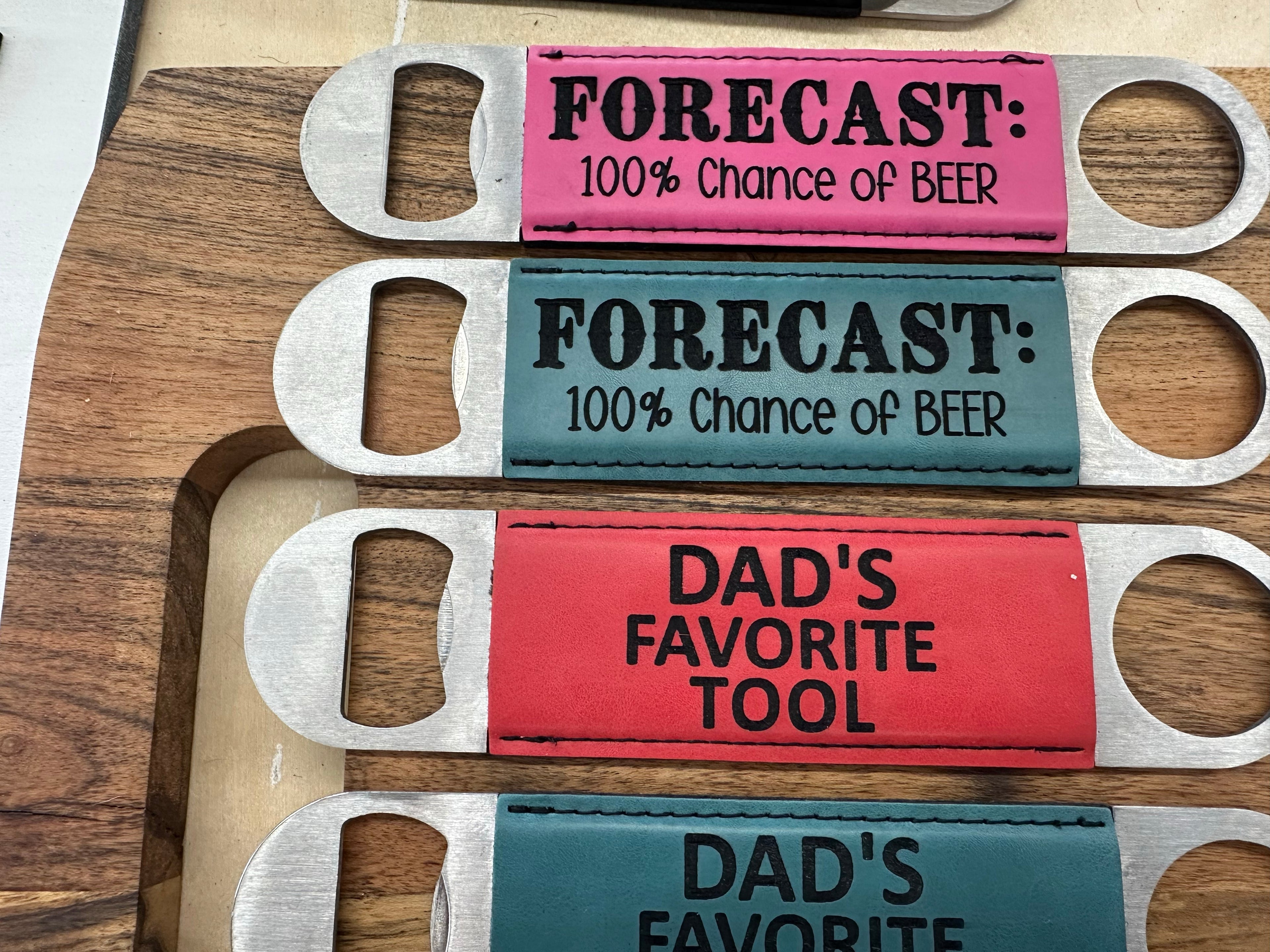 Custom Engraved Leather Bottle Opener - Personalized Handcrafted Barware Gift - Laser Engraved in USA - Groomsmen Gift Idea