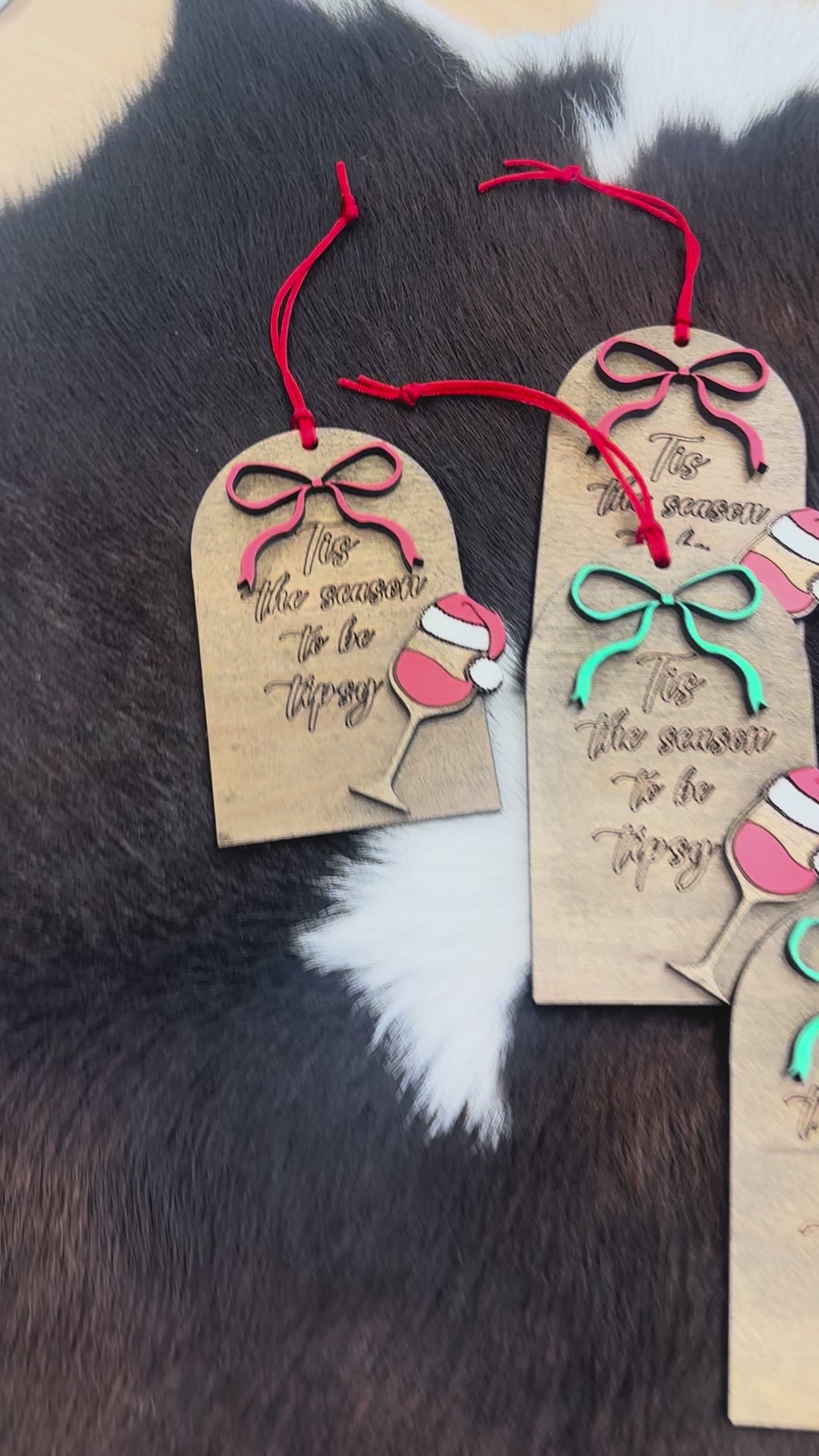 Tis the Season to be Tipsy Wine Ornament - Funny Christmas Gift for Wine Lovers - Layered Wood Decor - Hostess Gift Idea