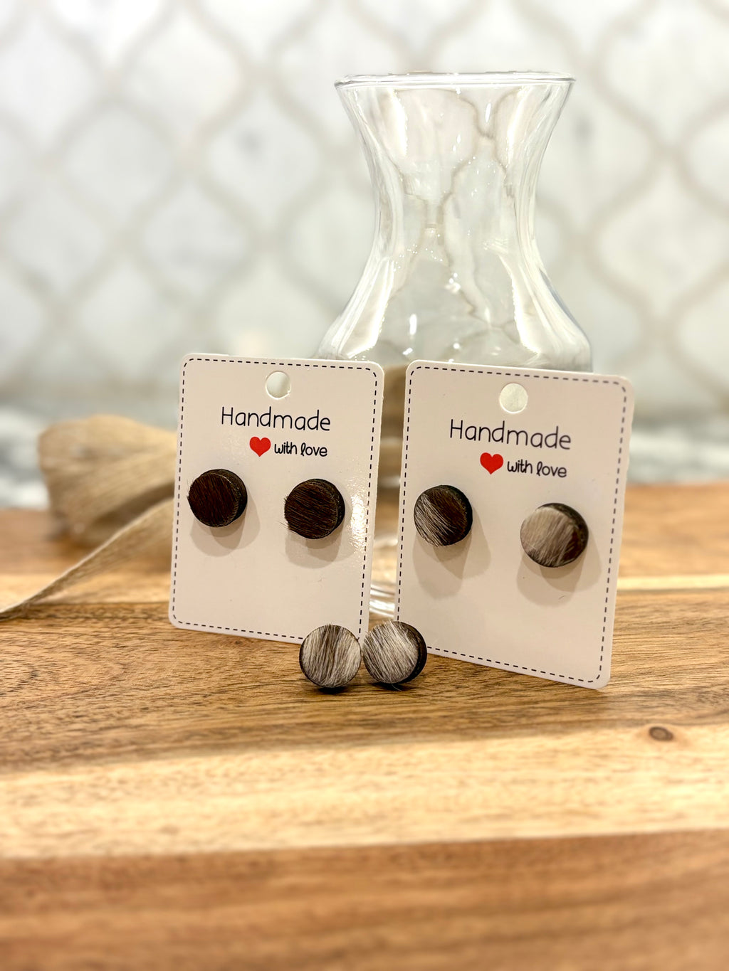 Cowhide Stud Earrings - Western Jewelry