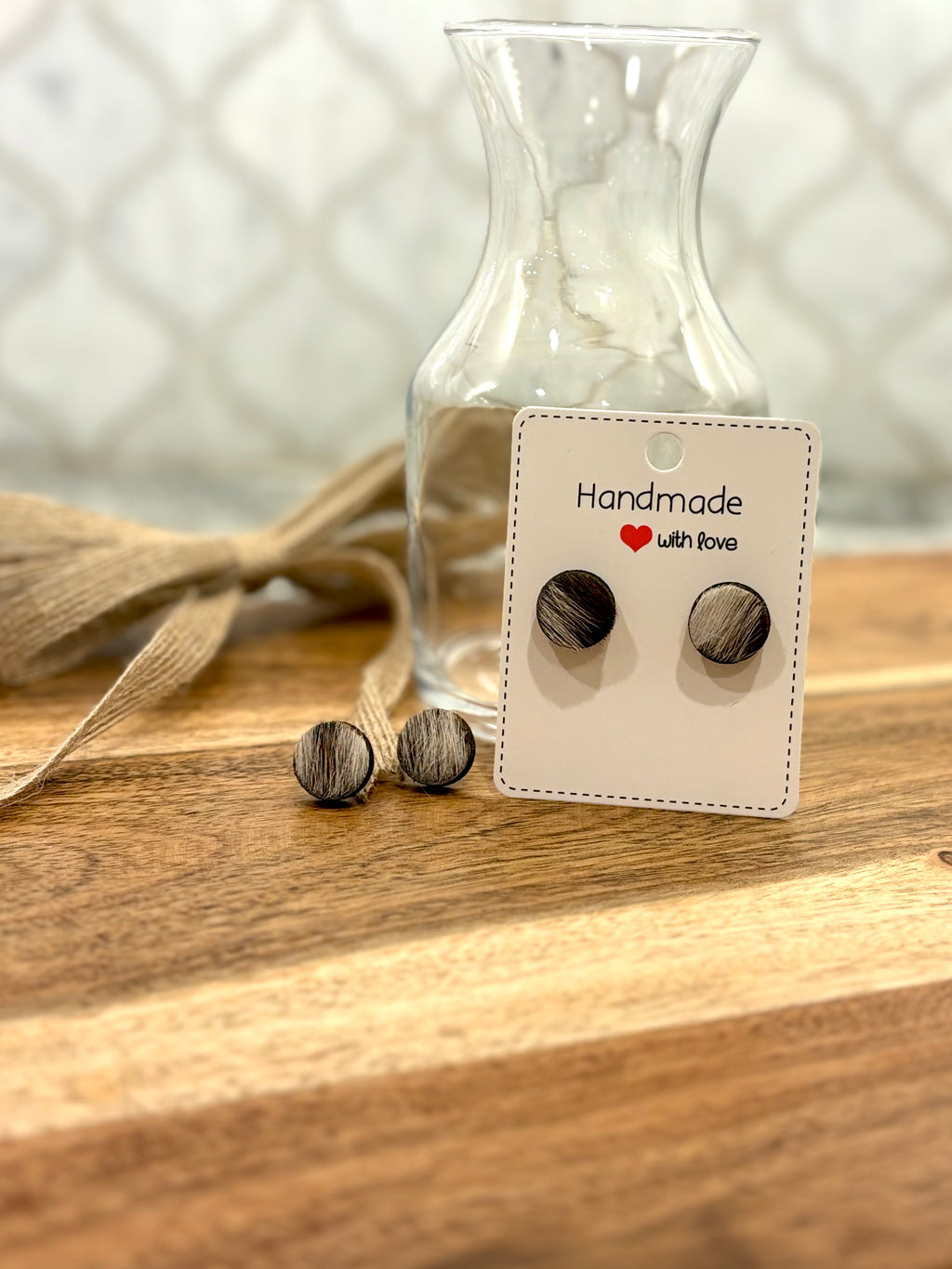 Cowhide Stud Earrings - Western Jewelry