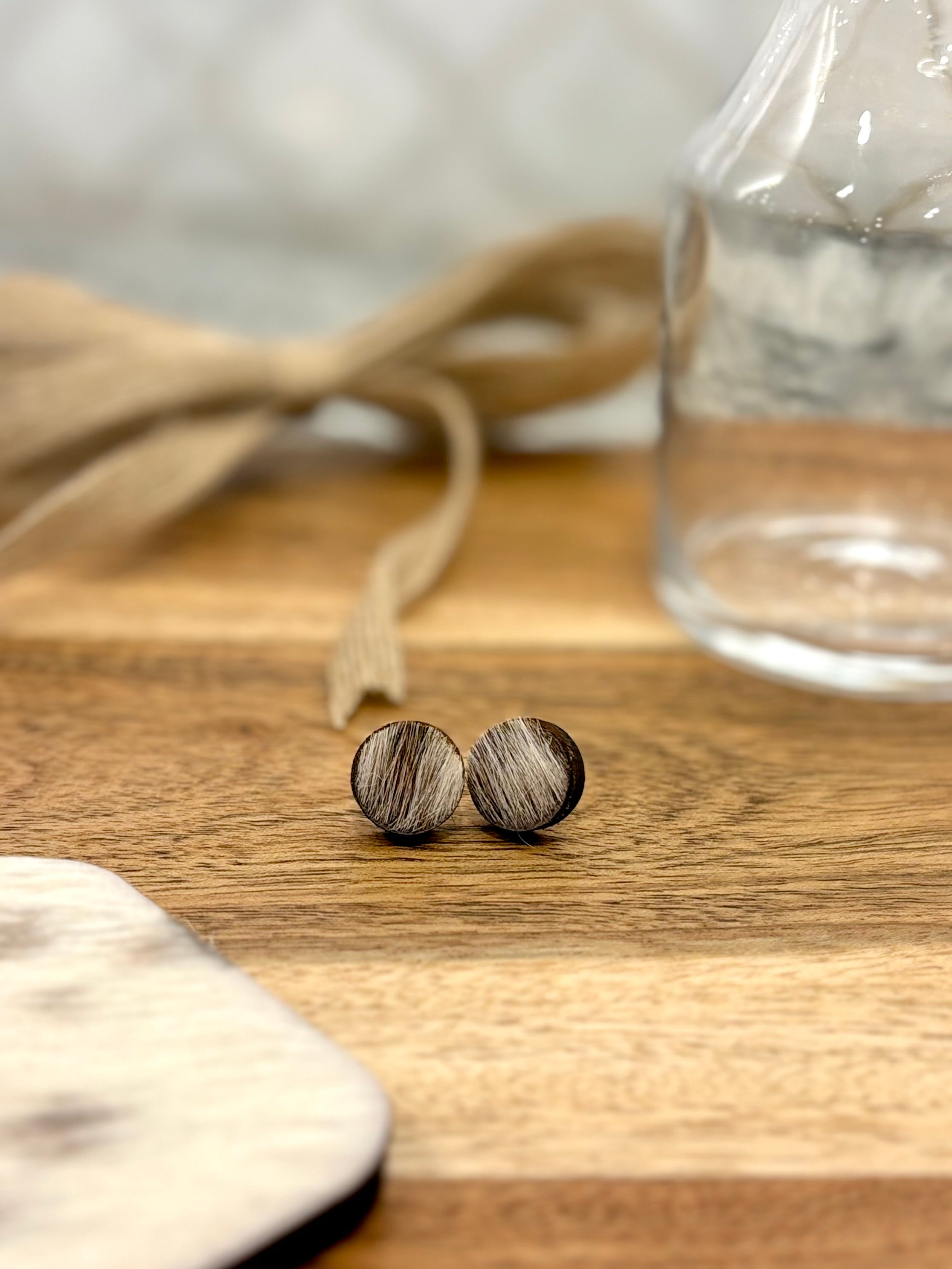Cowhide Stud Earrings - Western Jewelry